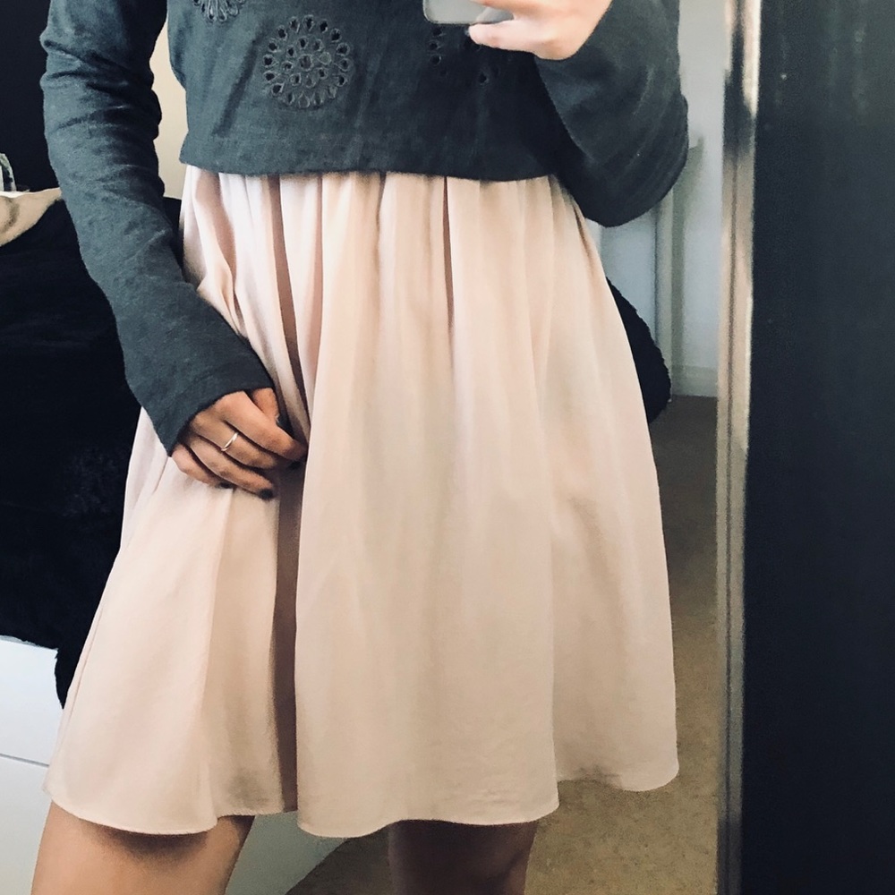 Anthropologie Eloise Grey Eyelet Sweater Dress
